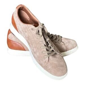 Alfani Men’s Tan Suede Leather Lace-Up Sneakers Casual Neutral Shoes 11